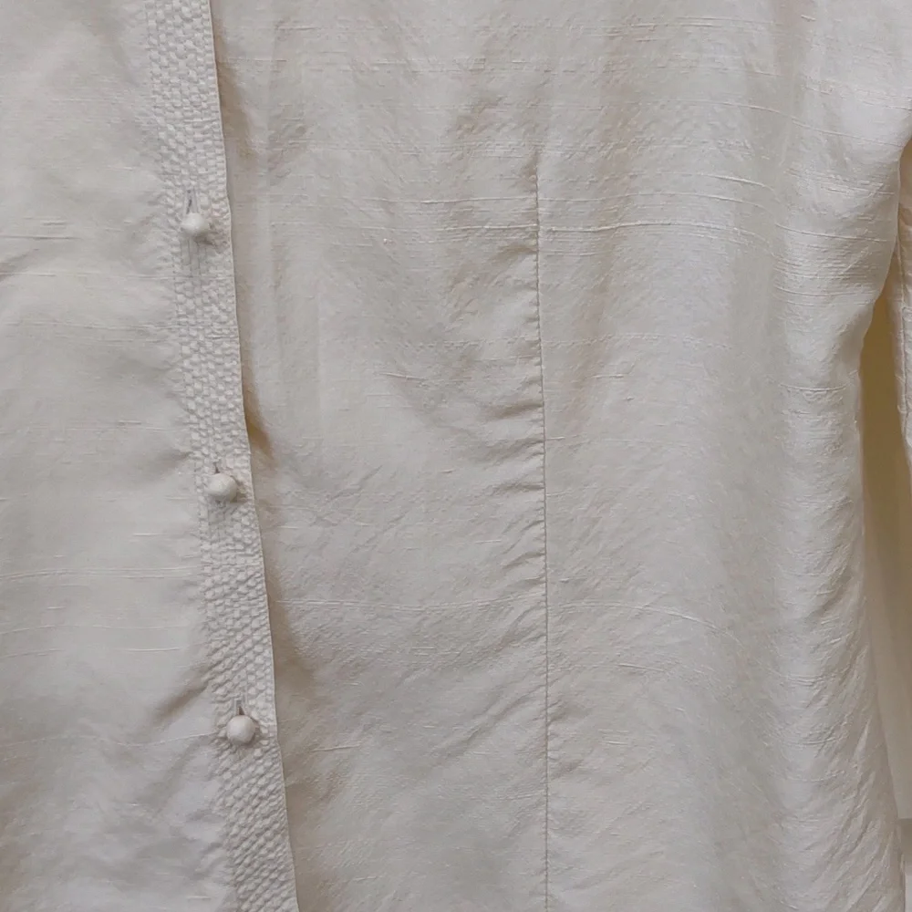 Dana Buchman Vintage All Silk Buttercream Yellow LS BU Asian Inspired Blouse - Picture 5 of 11